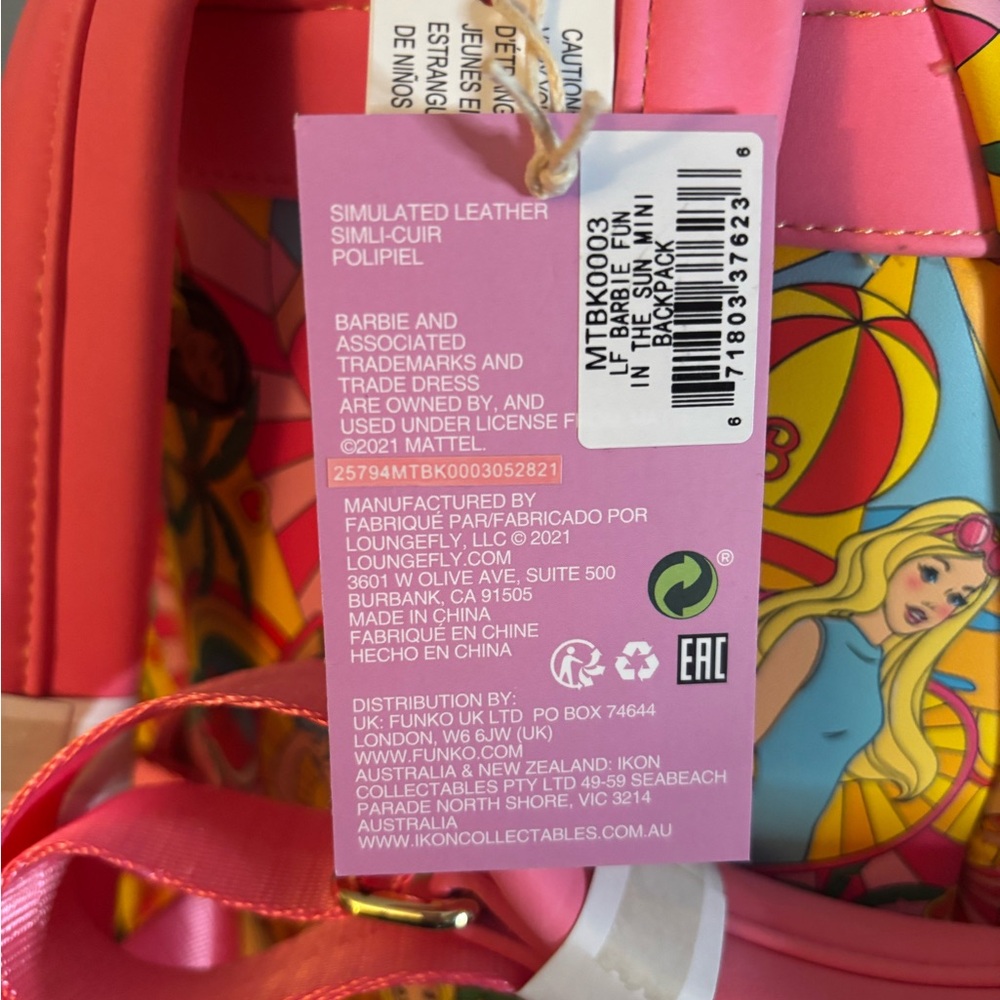 Loungefly RARE BARBIE Colorful Backpack AND MATCHING WALLET - Picture 2 of 5